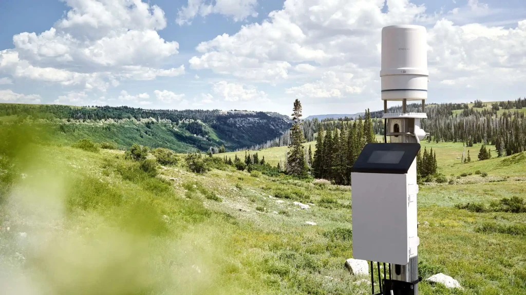 A photograph of an ATMOS 41 and ZL6 installed in a field