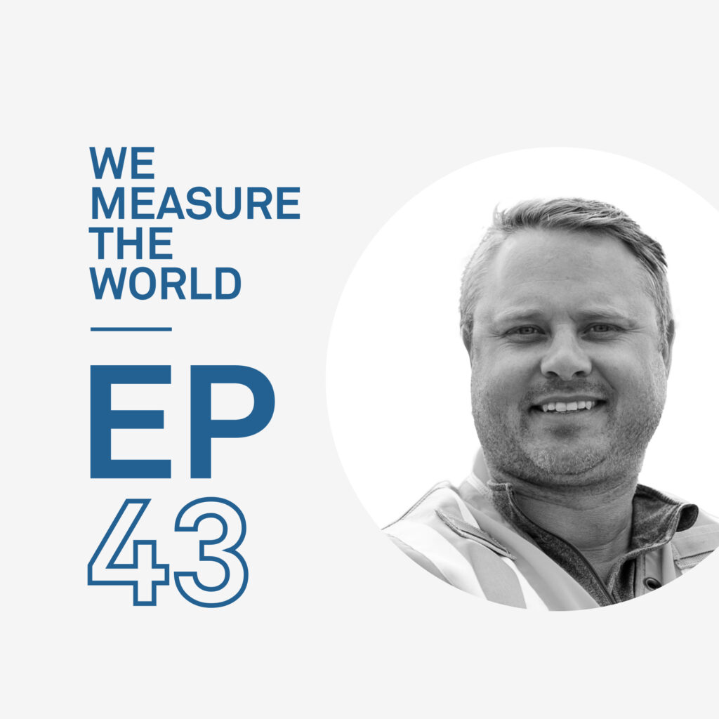 A photo of Bryce Wuori next to the words We Measure the World EP 43