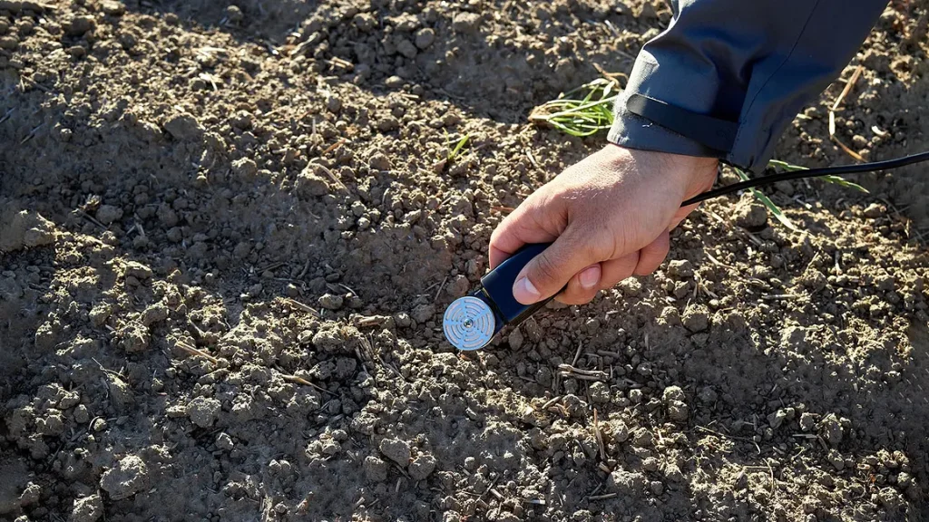 TEROS 21 field water potential sensor measures water availability which is critical for irrigation scheduling.