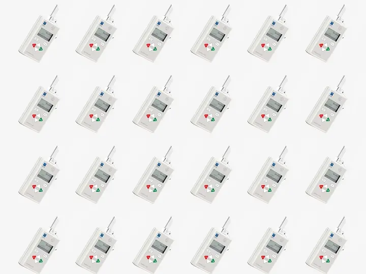 Rows and columns of LP-80 PAR and LAI measuring instruments