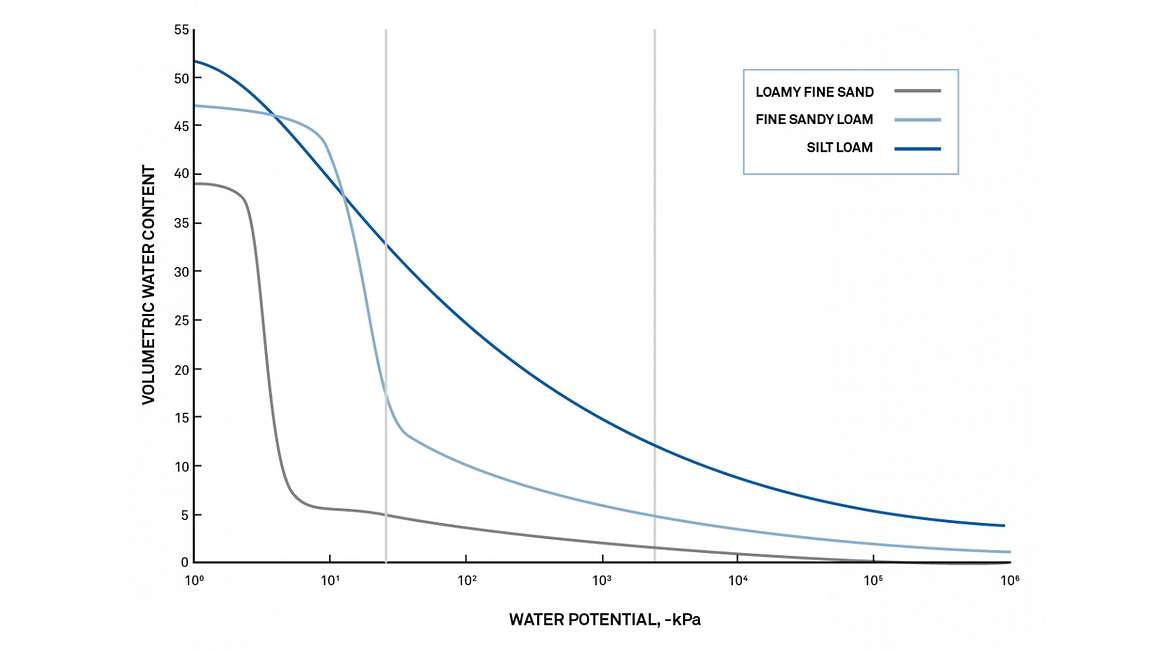 Soil Water Retention Curves For Three Different Soils